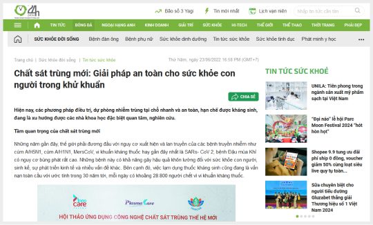 [Tin tức 24h] Chất sát trùng mới: Giải pháp an toàn cho sức khỏe con người trong khử khuẩn