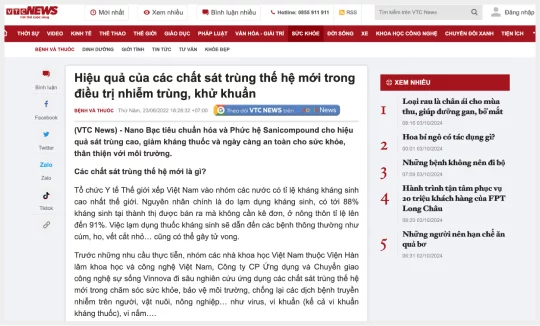 [VTCNEWS] Hiệu quả của các chất sát trùng thế hệ mới trong điều trị nhiễm trùng, khử khuẩn